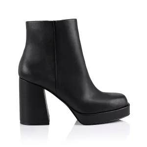 Avery Platform Ankle Boots - Black Smooth