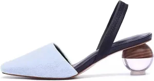 Axellion Mule Slipper for Women, Abnormal Heel Sandals Round Toe Mule Shoes Spherical Sandal Slides for Party Evening