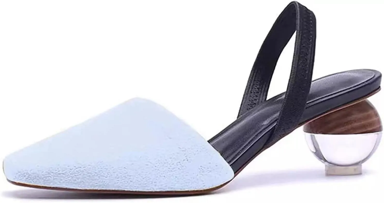 Axellion Mule Slipper for Women, Abnormal Heel Sandals Round Toe Mule Shoes Spherical Sandal Slides for Party Evening