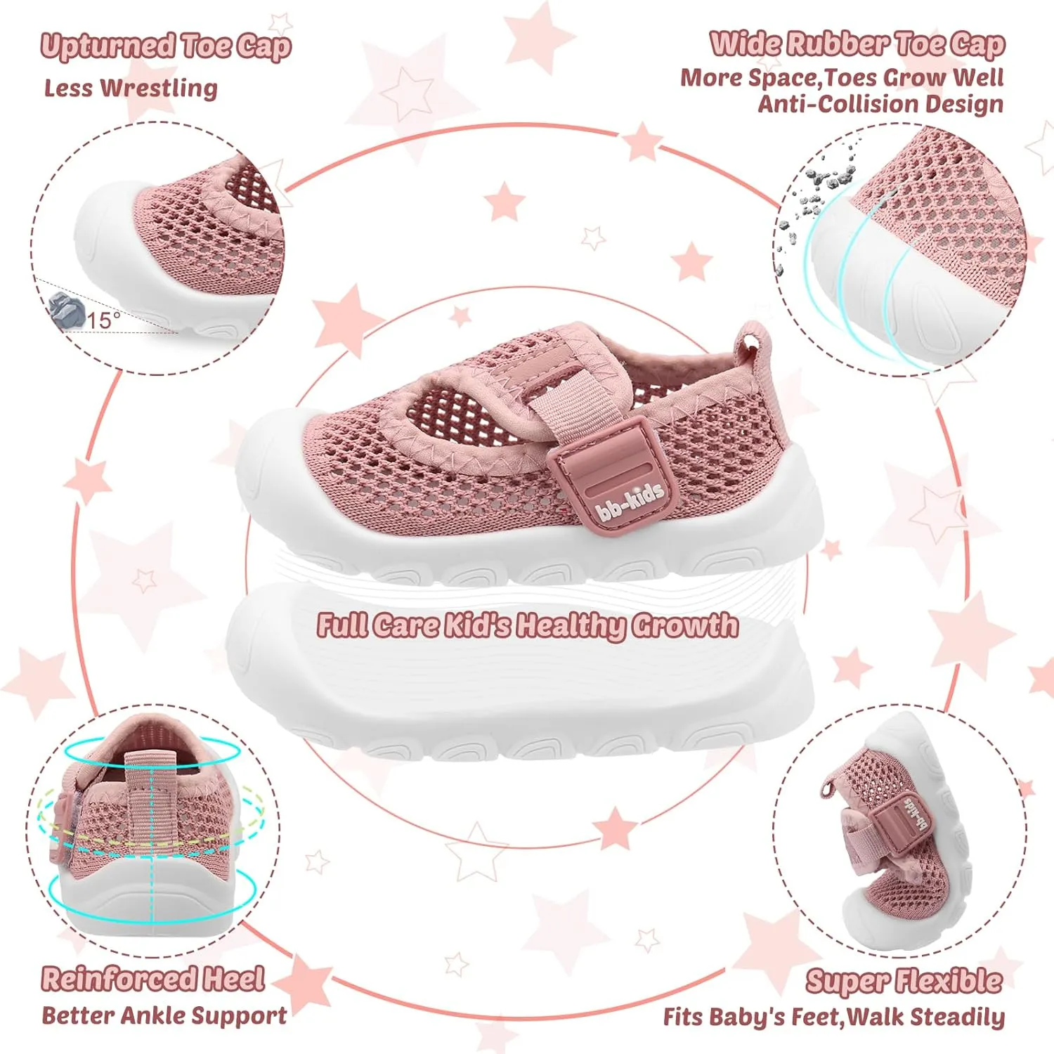 Baby Walking Shoes Toddler Girl Boy Soft Sole Breathable Mesh Slip on Summer Wide Shoes Infant Flexible Lightweight Non-Slip Safer Causal Tennis Shoes Toddler First Walkers Shoes Rubber Soles Outdoor