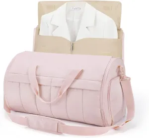 BAGSMART Garment Bags for Travel for Women Men Convertible 2 in 1 Puffy Suit Carrier for Hanging Clothes Carry on Garment Duffle Bag with Shoulder Strap, Light Pink