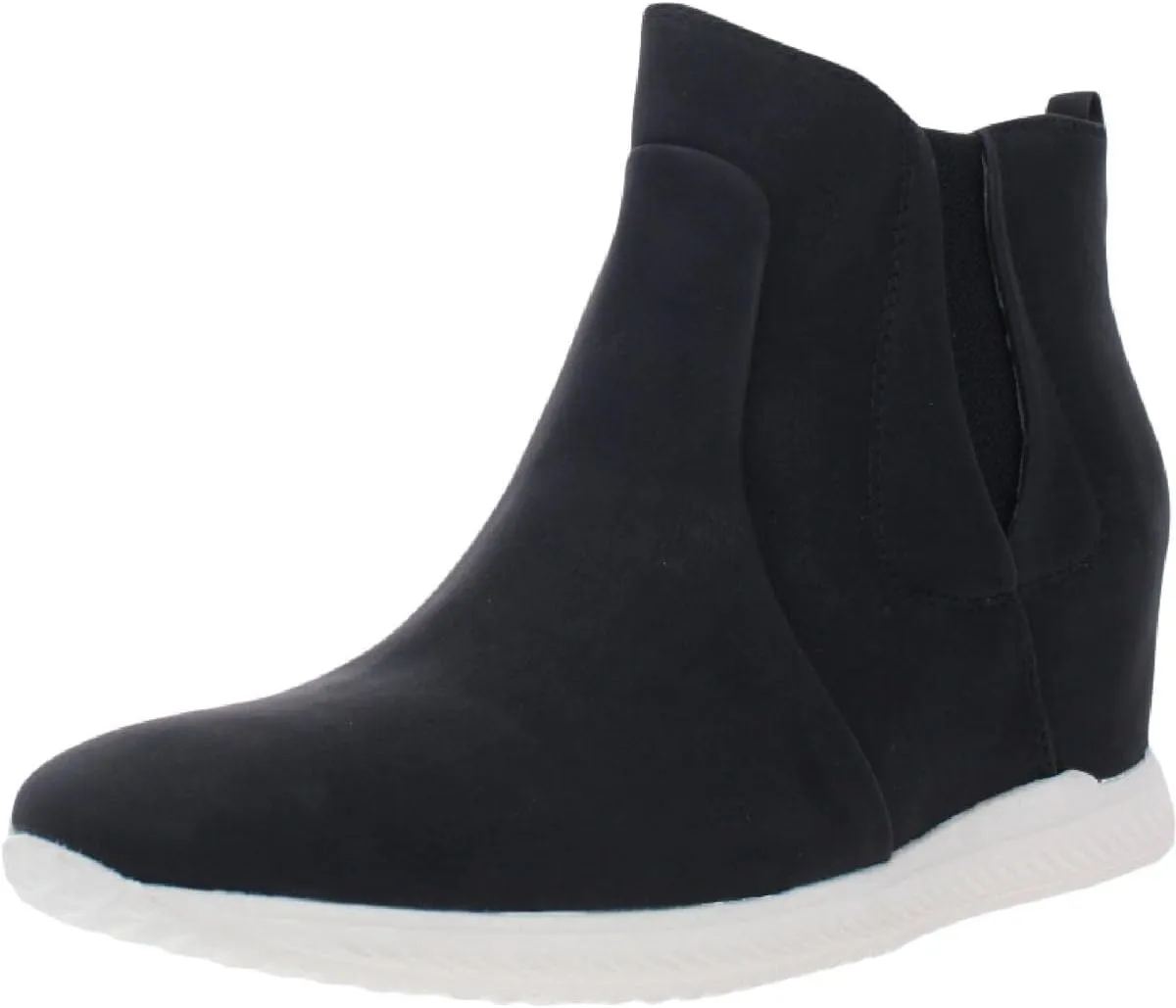 BareTraps Womens Black Non-Slip Goring Hidden Heel Shock Absorption Odor Control Arch Support Jaci Round Toe Wedge Zip-Up Booties 5 M