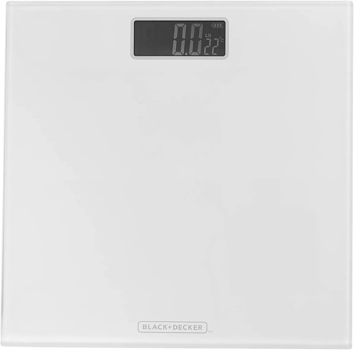 Black Decker Battery Operated Digital Bath Scale, Large LCD Display, High Accuracy, 375 Max Pounds, Ultra-Slim Design