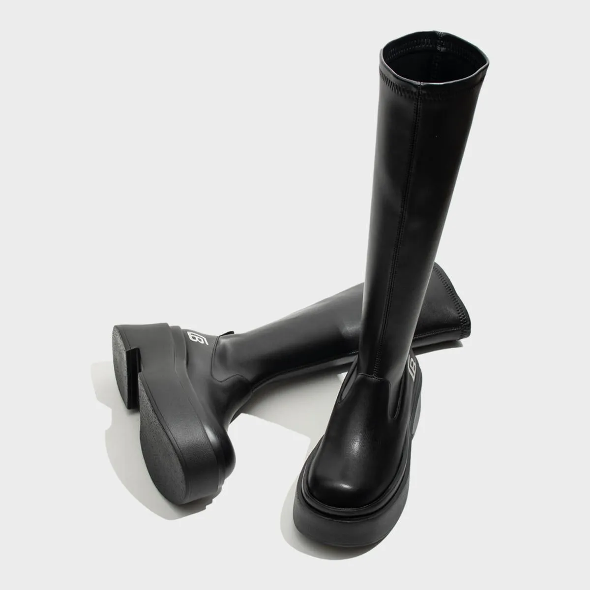 Black Sleek Platform Knee-High Boots