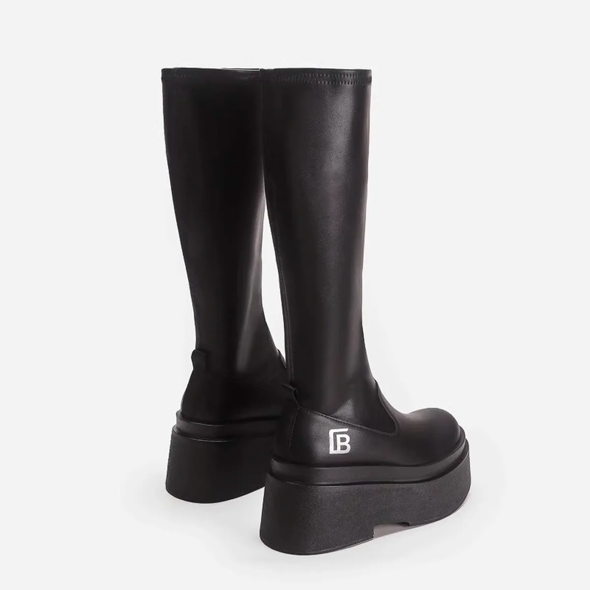 Black Sleek Platform Knee-High Boots