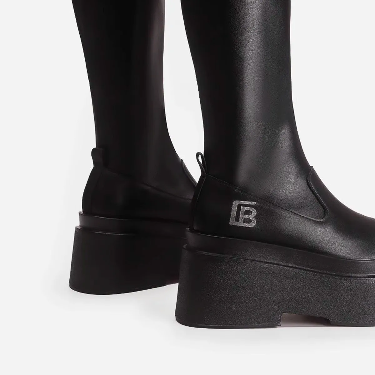 Black Sleek Platform Knee-High Boots