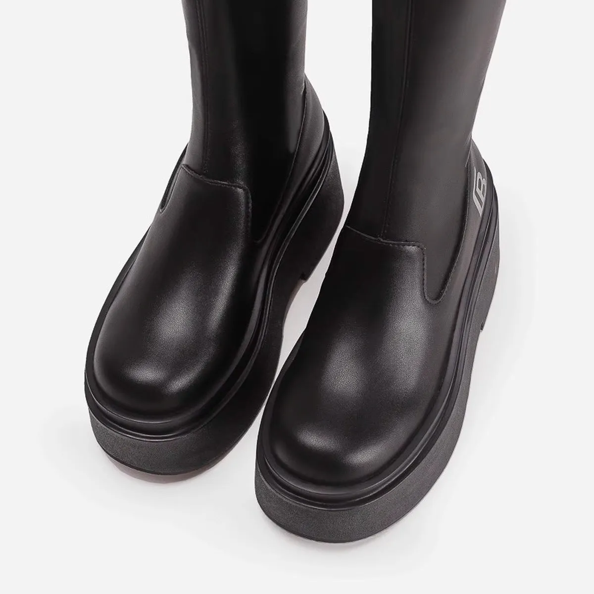 Black Sleek Platform Knee-High Boots