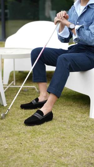 Black Suede Driving Loafers
