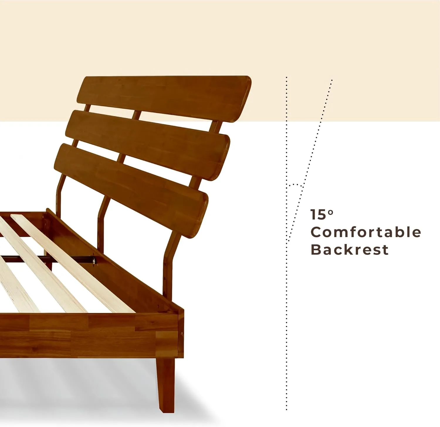 Bme Caden 15 Inch Deluxe Bed Frame with Adjustable Headboard - Mid Century, Retro Style with Acacia Wood - No Box Spring Needed - 12 Strong Wood Slat Support - Easy Assembly - Dark Chocolate, King