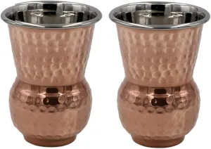 bona fide Hammered Outside pure Copper Inside Nickel Plated Tumbler Moscow Mule Mugs Copper Tumbler Cups pure copper glass for mule cocktail beverages soft drinks Handcrafted Set of 2 (400) ml 13 oz