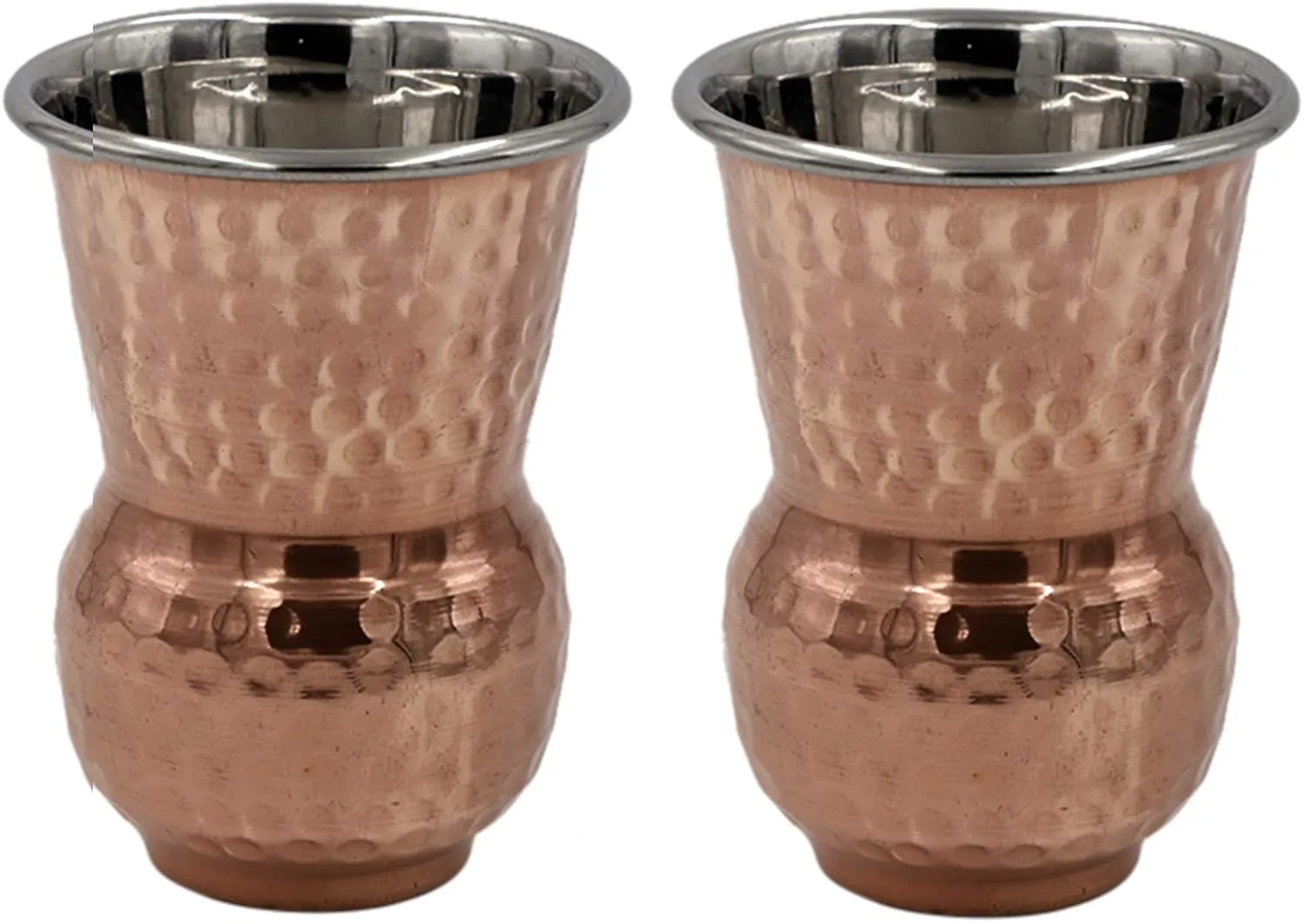 bona fide Hammered Outside pure Copper Inside Nickel Plated Tumbler Moscow Mule Mugs Copper Tumbler Cups pure copper glass for mule cocktail beverages soft drinks Handcrafted Set of 2 (400) ml 13 oz