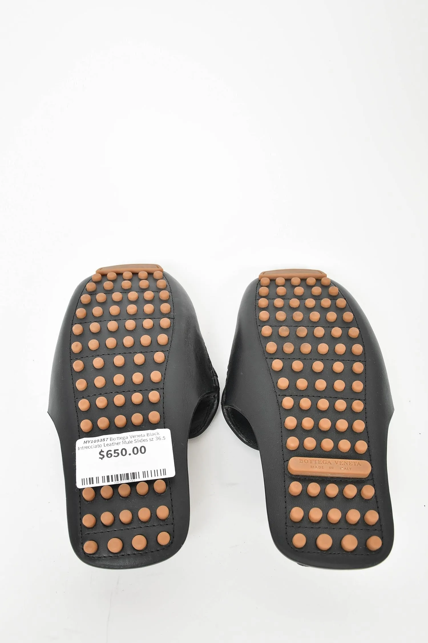 Bottega Veneta Black Intrecciato Leather Mule Slides Size 36.5
