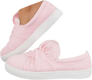 Bow Knit Platform Slip on Loafers Low Top Walking Shoes