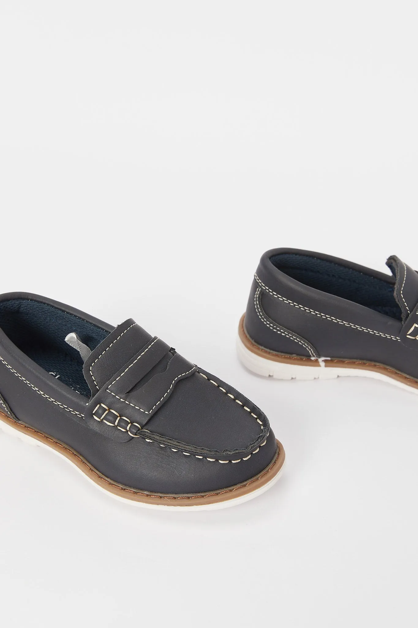 Boys Navy Plain Penny Loafer