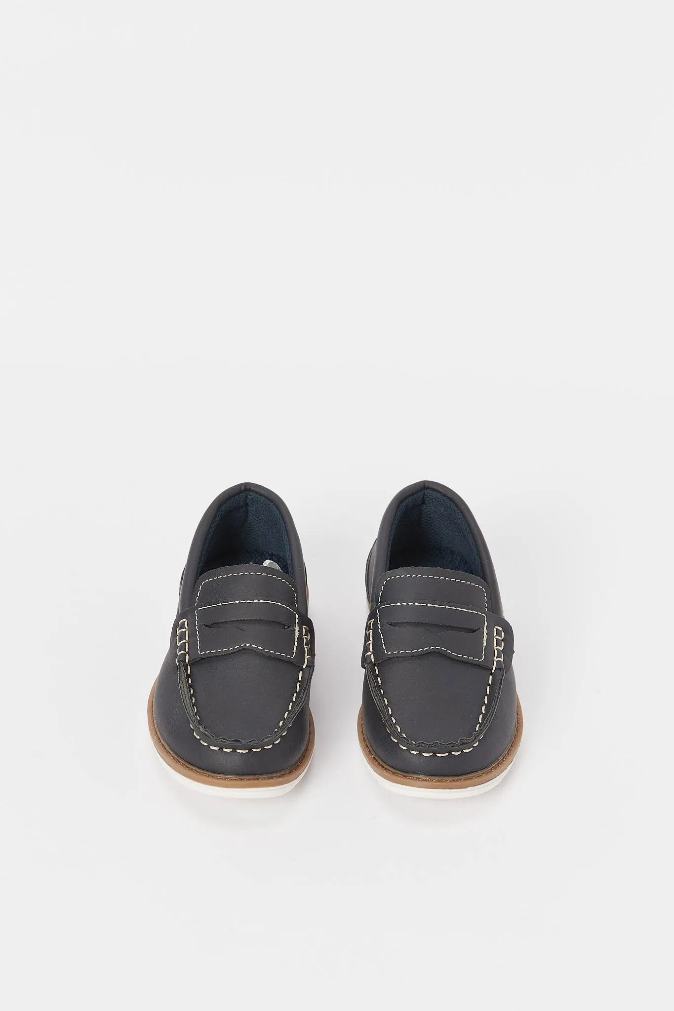 Boys Navy Plain Penny Loafer