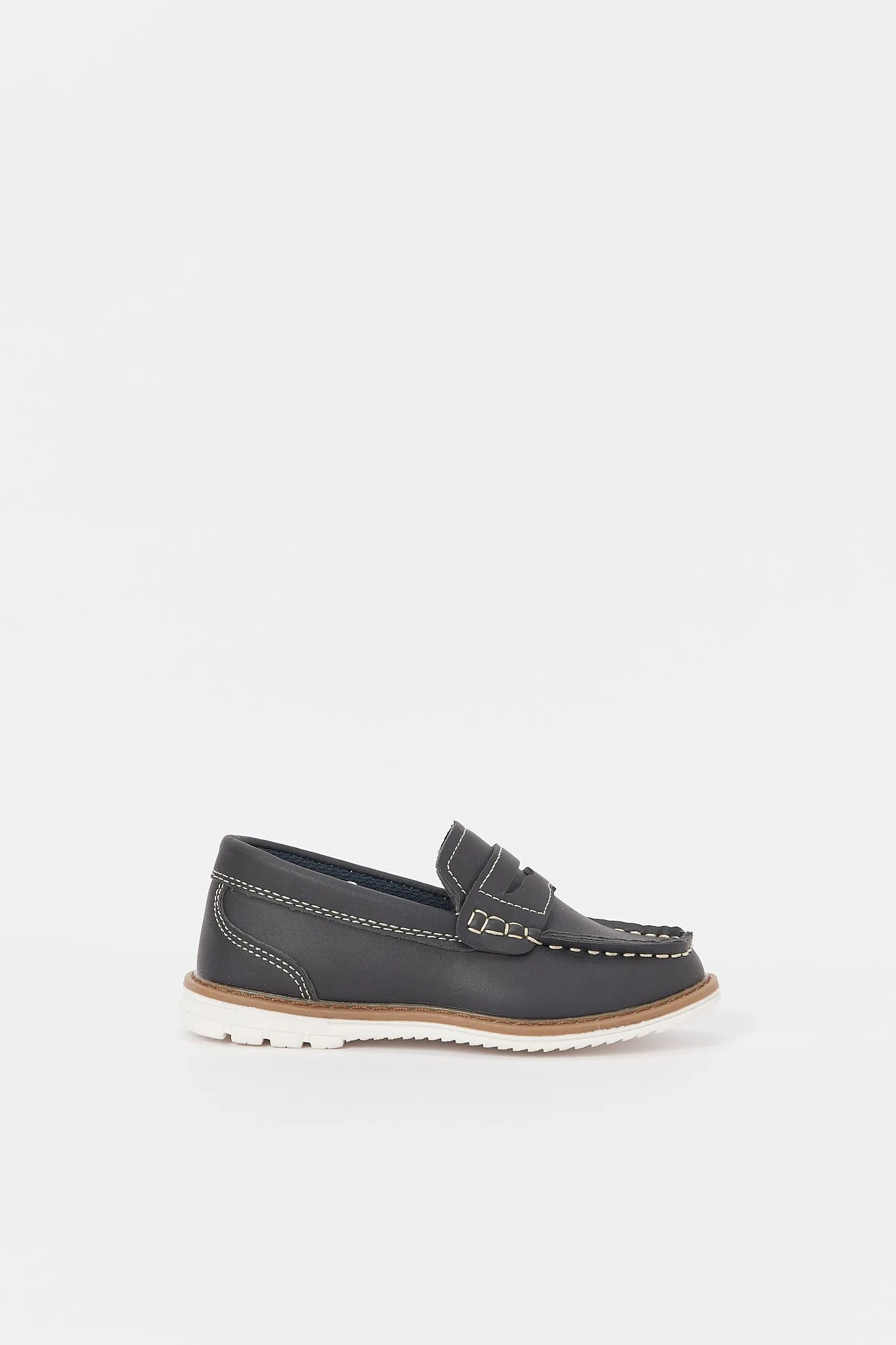 Boys Navy Plain Penny Loafer
