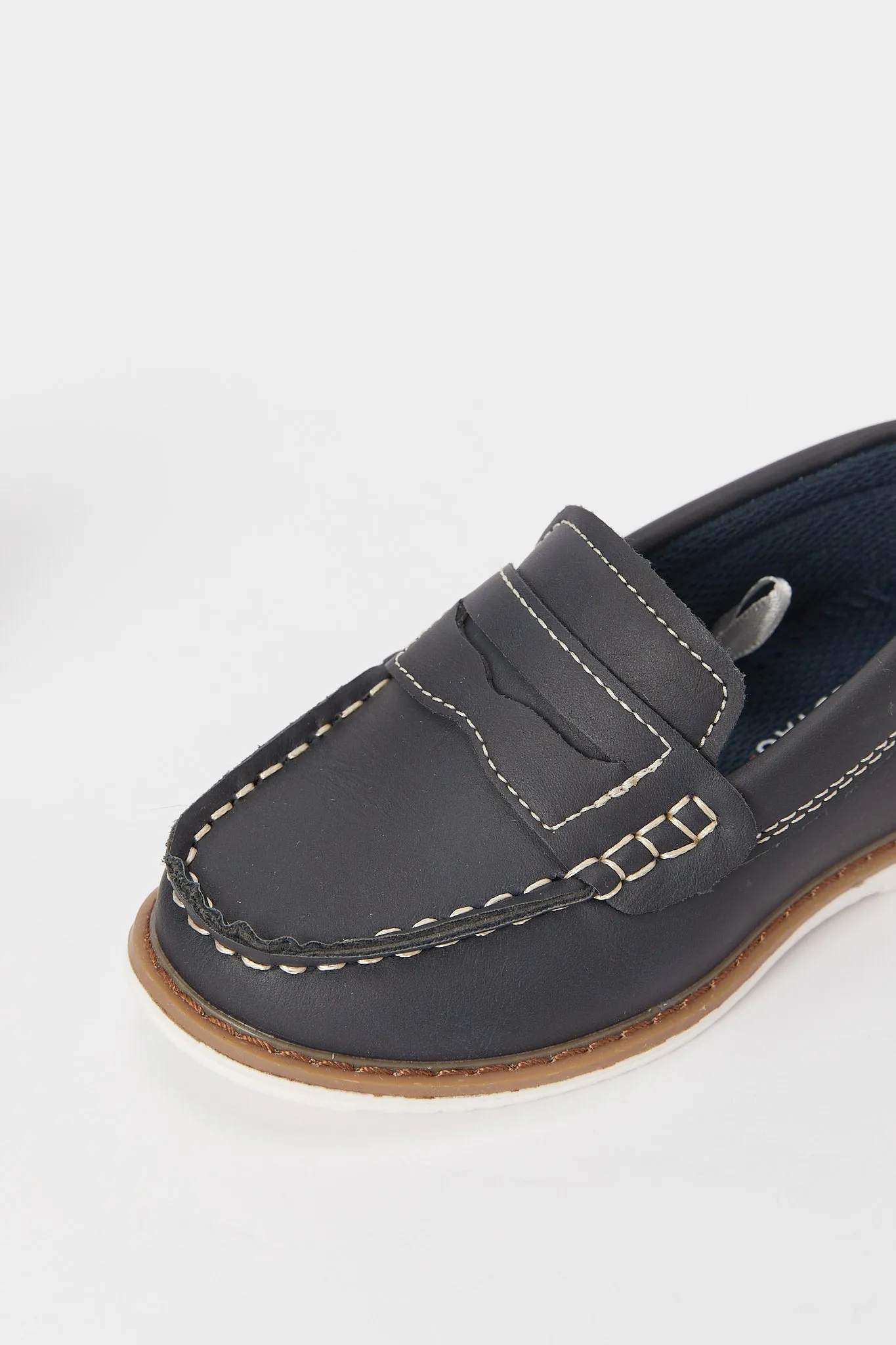 Boys Navy Plain Penny Loafer