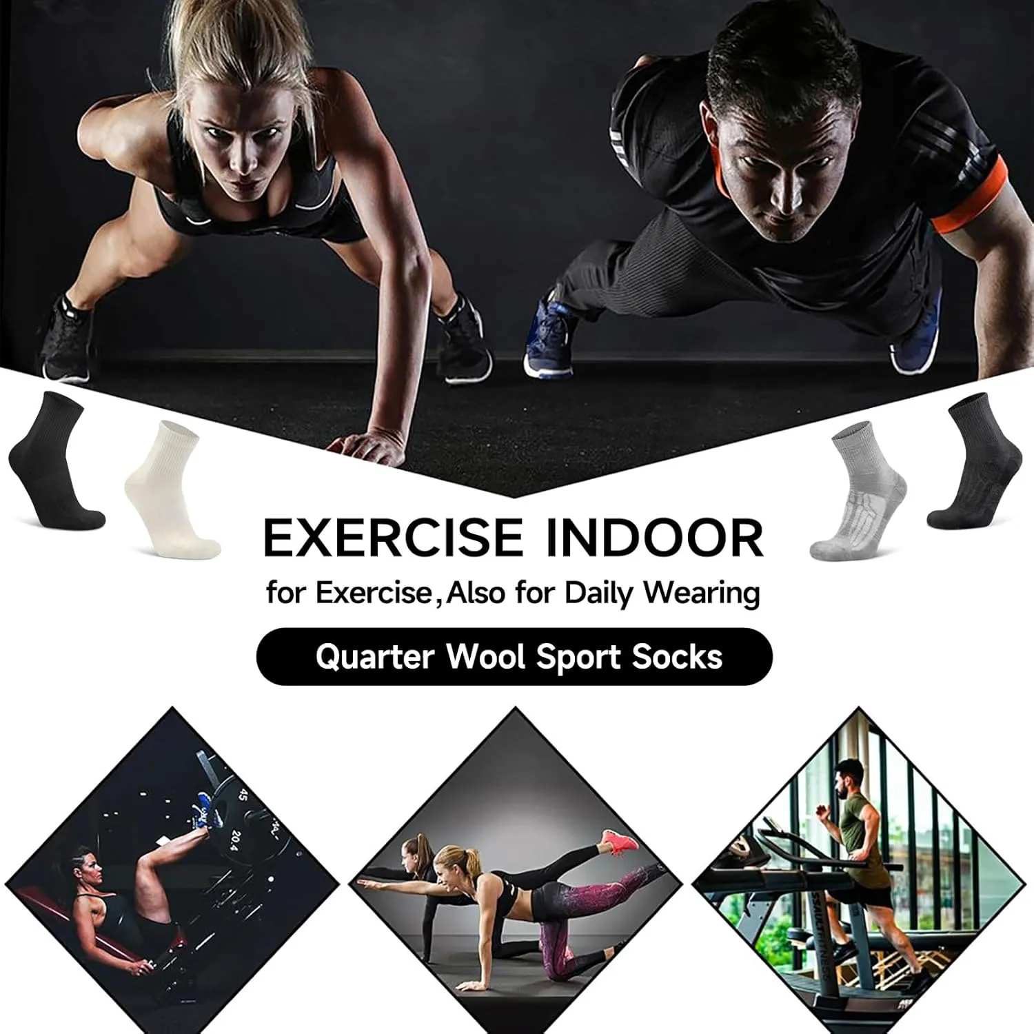 Busy Socks 3 Pack Quarter Thin Merino Wool Blend Running Socks Men's Women's lightweight Low Cut Ankle Walking Wool Sock