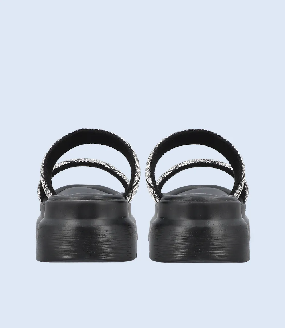 BW6643-BLACK-Women Platform Slipper