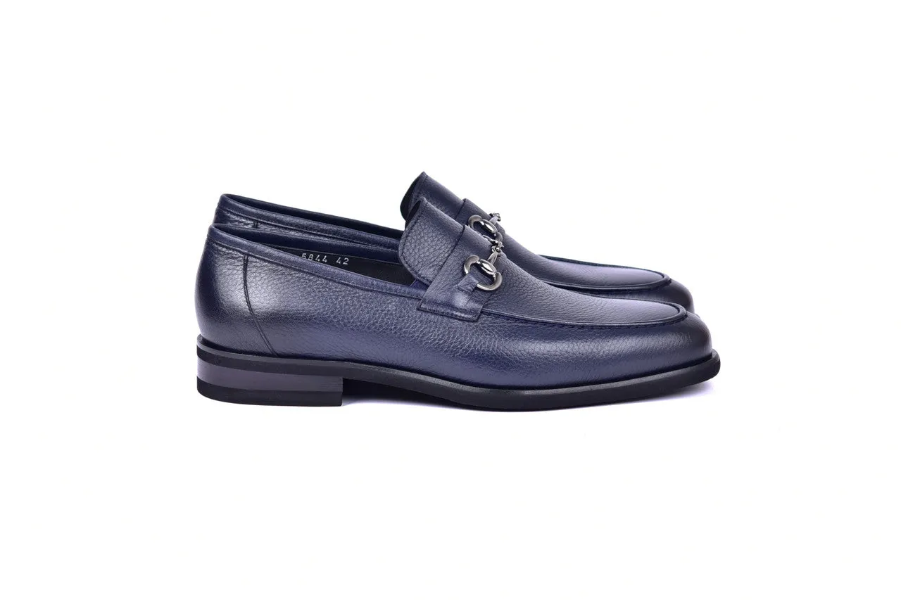 C001104-5844 Deer Skin Buckle Loafer- Navy