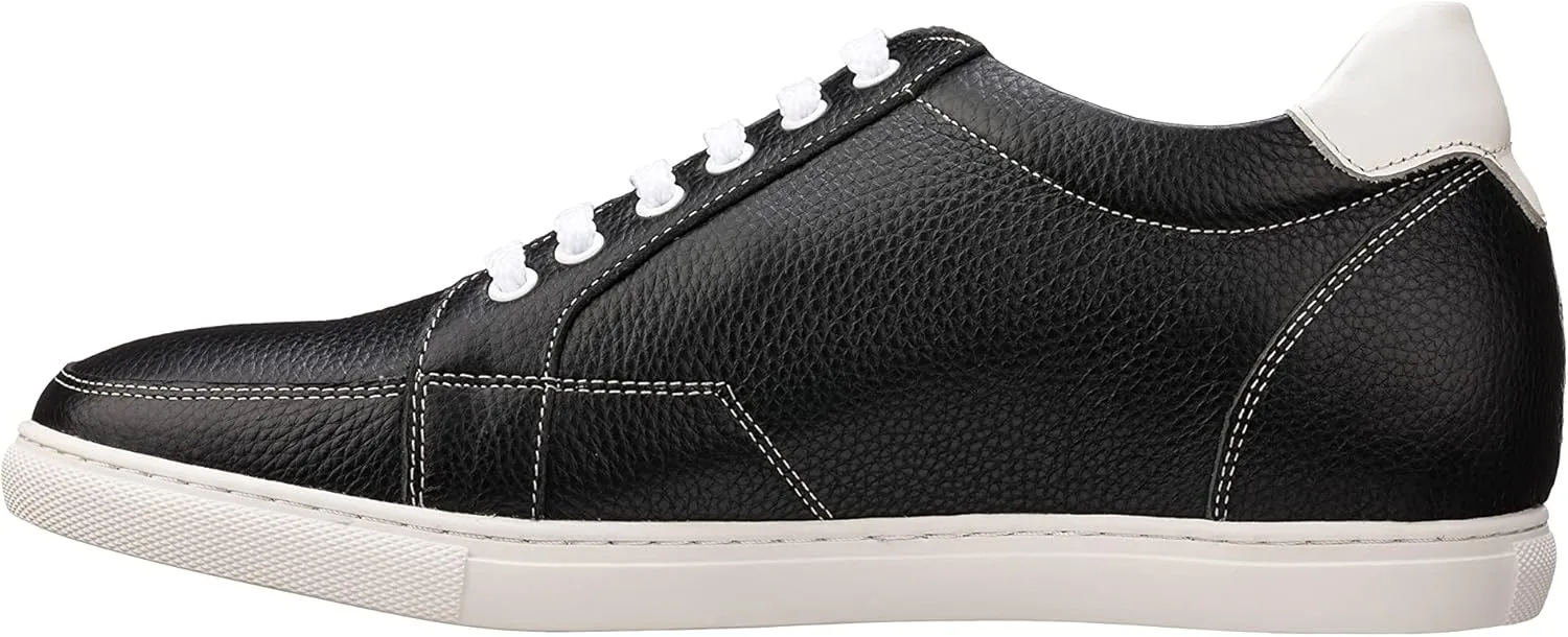 CALTO Men's Invisible Height Increasing Elevator Shoes - Black Leather Lace-up Casual Sneakers - 2.5 Inches Taller - K0081- Size 8 D(M) US