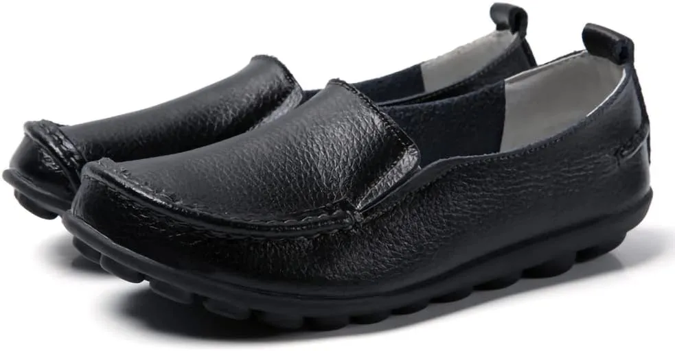 Casual Womens Loafers Shoes Soft Leather Lightweight Classic Penny Slip-on Loafers Outdoor Indooor Walking Driving Moccasins Flats for Womens Nurse Loafers Flats