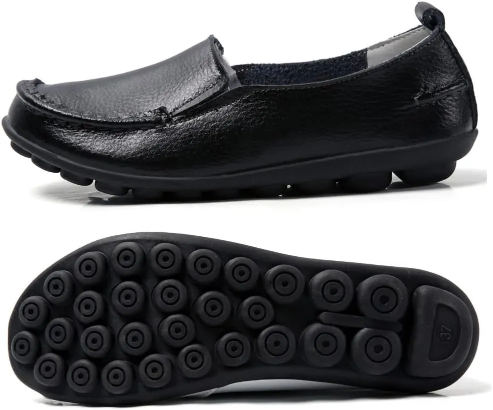Casual Womens Loafers Shoes Soft Leather Lightweight Classic Penny Slip-on Loafers Outdoor Indooor Walking Driving Moccasins Flats for Womens Nurse Loafers Flats