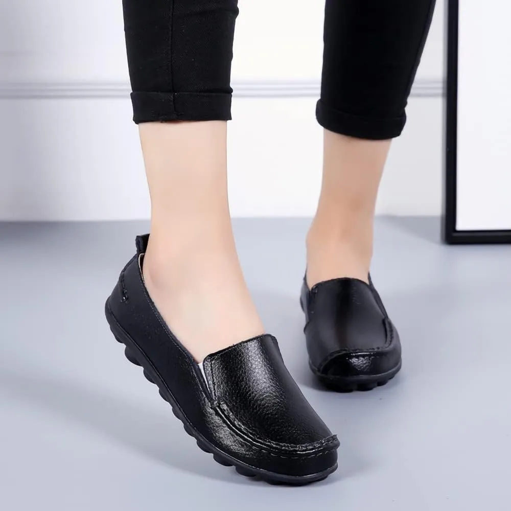 Casual Womens Loafers Shoes Soft Leather Lightweight Classic Penny Slip-on Loafers Outdoor Indooor Walking Driving Moccasins Flats for Womens Nurse Loafers Flats