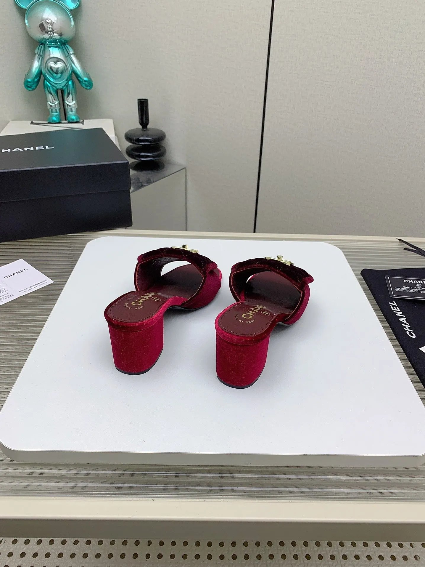 CC Mule Sandals 50mm In Drak Red Velvet 148939