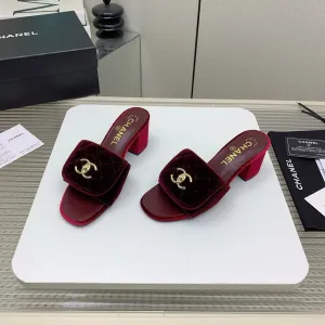 CC Mule Sandals 50mm In Drak Red Velvet 148939