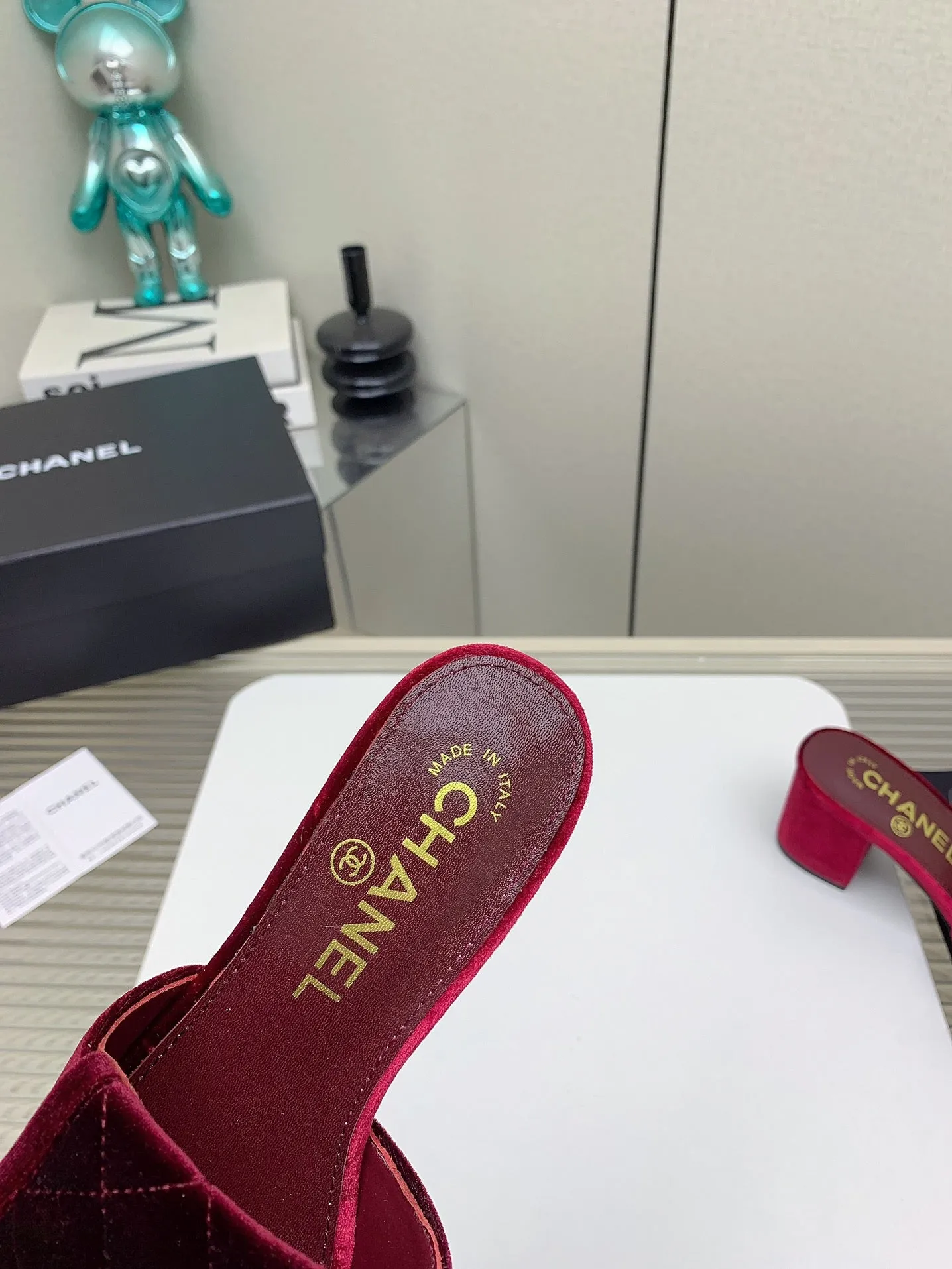 CC Mule Sandals 50mm In Drak Red Velvet 148939