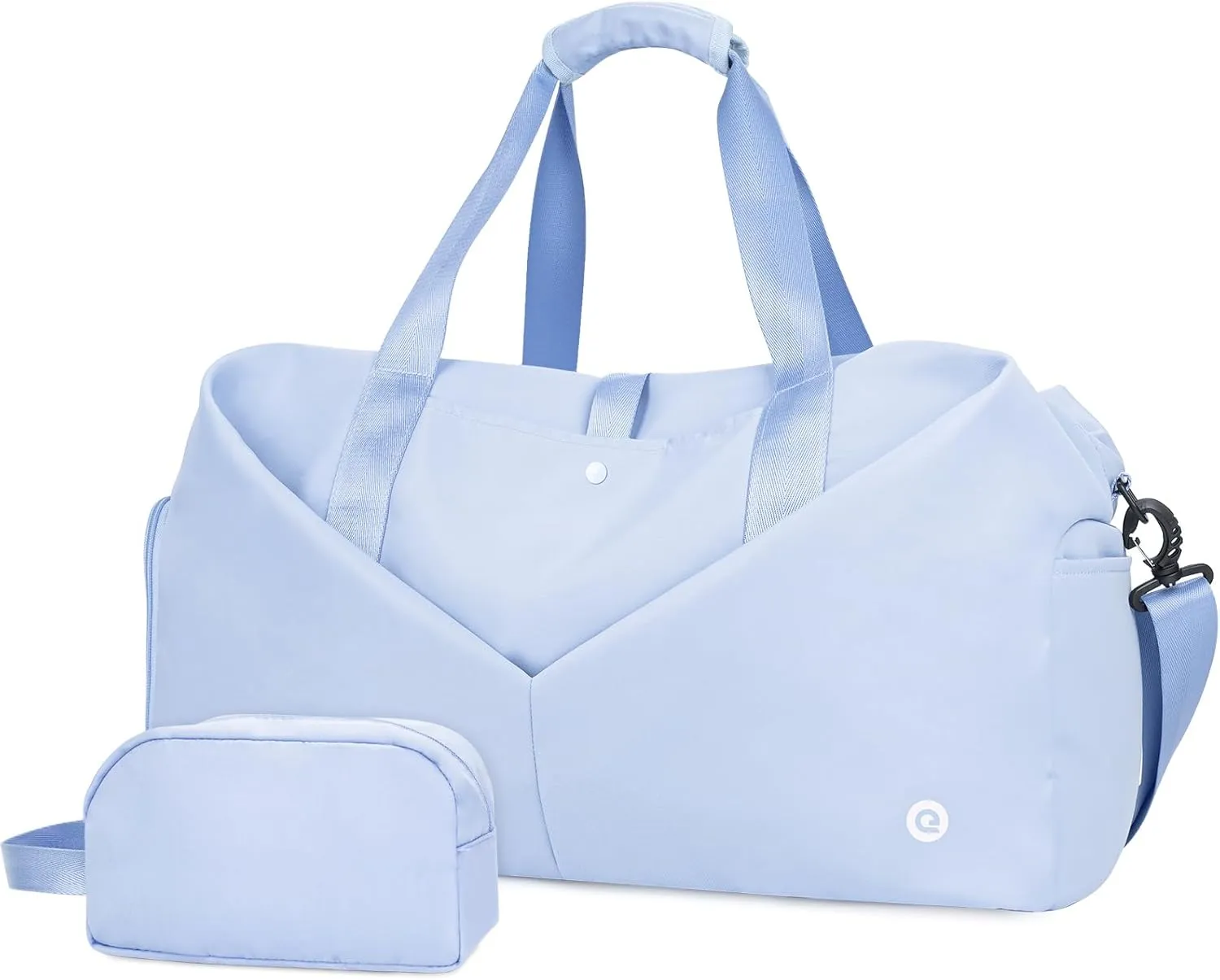 Ceneda 20" Gym Duffel Bag with Wet Pocket Shoes Compartment Portable Overnight Weekender Bag Travel bag Yoga Bag for Women (Light Blue)