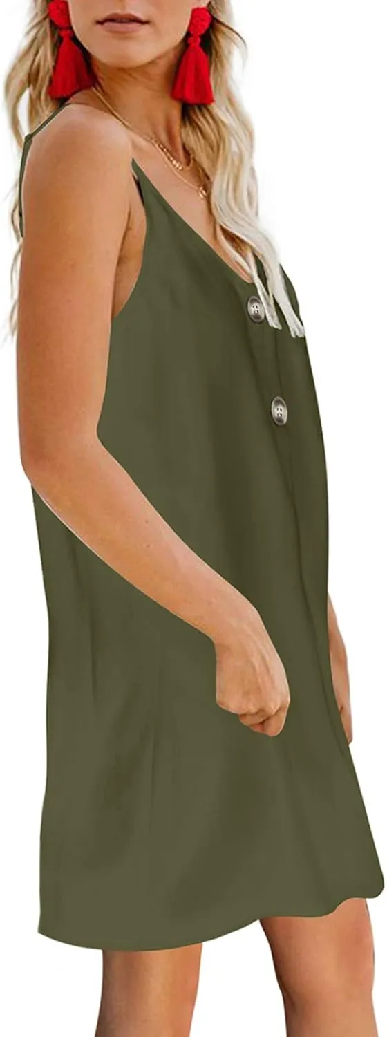 Chase Secret Women’s V Neck Spaghetti Shoulder Strap Sleeveless Mini Dress