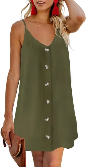 Chase Secret Women’s V Neck Spaghetti Shoulder Strap Sleeveless Mini Dress