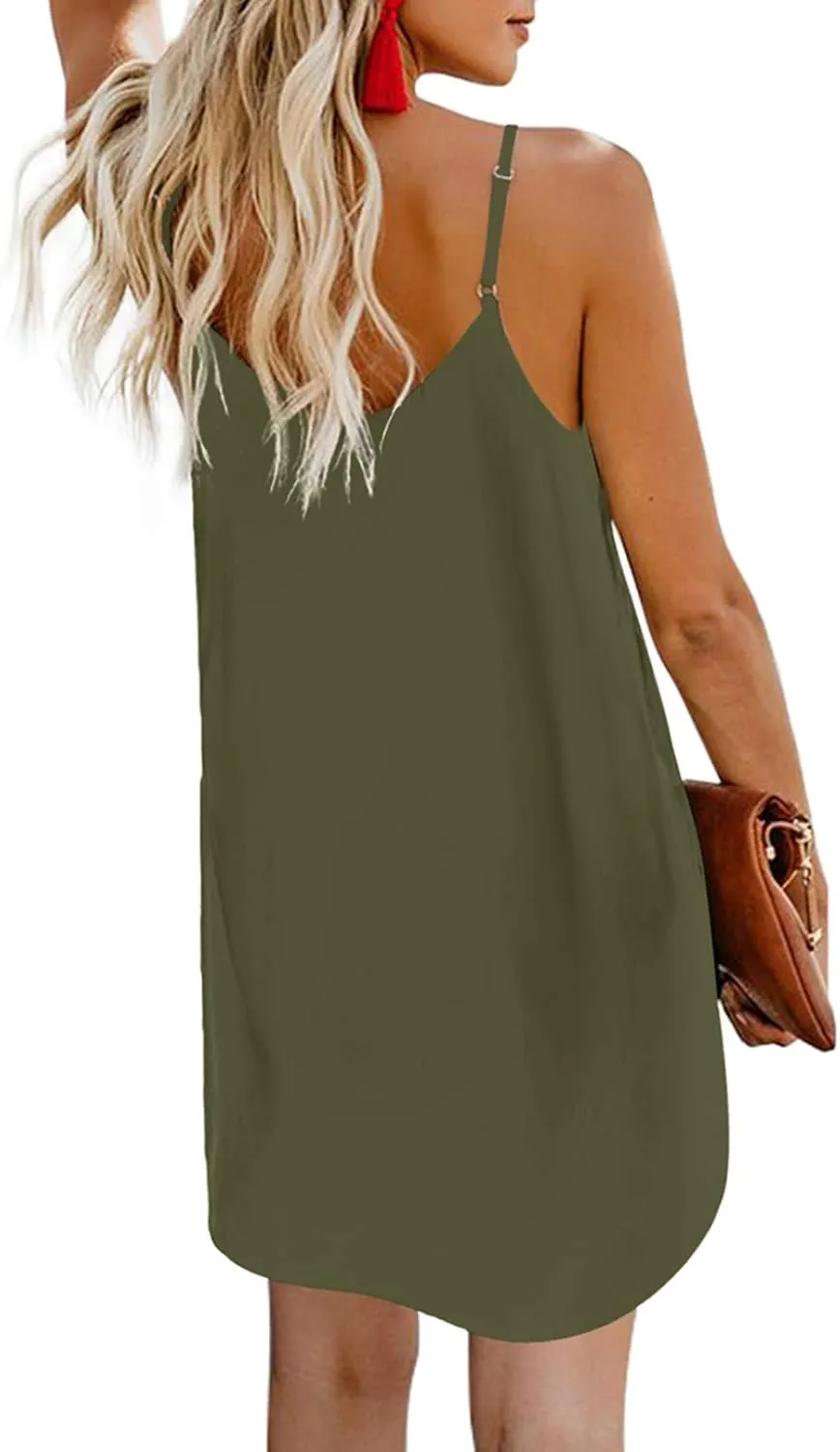 Chase Secret Women’s V Neck Spaghetti Shoulder Strap Sleeveless Mini Dress