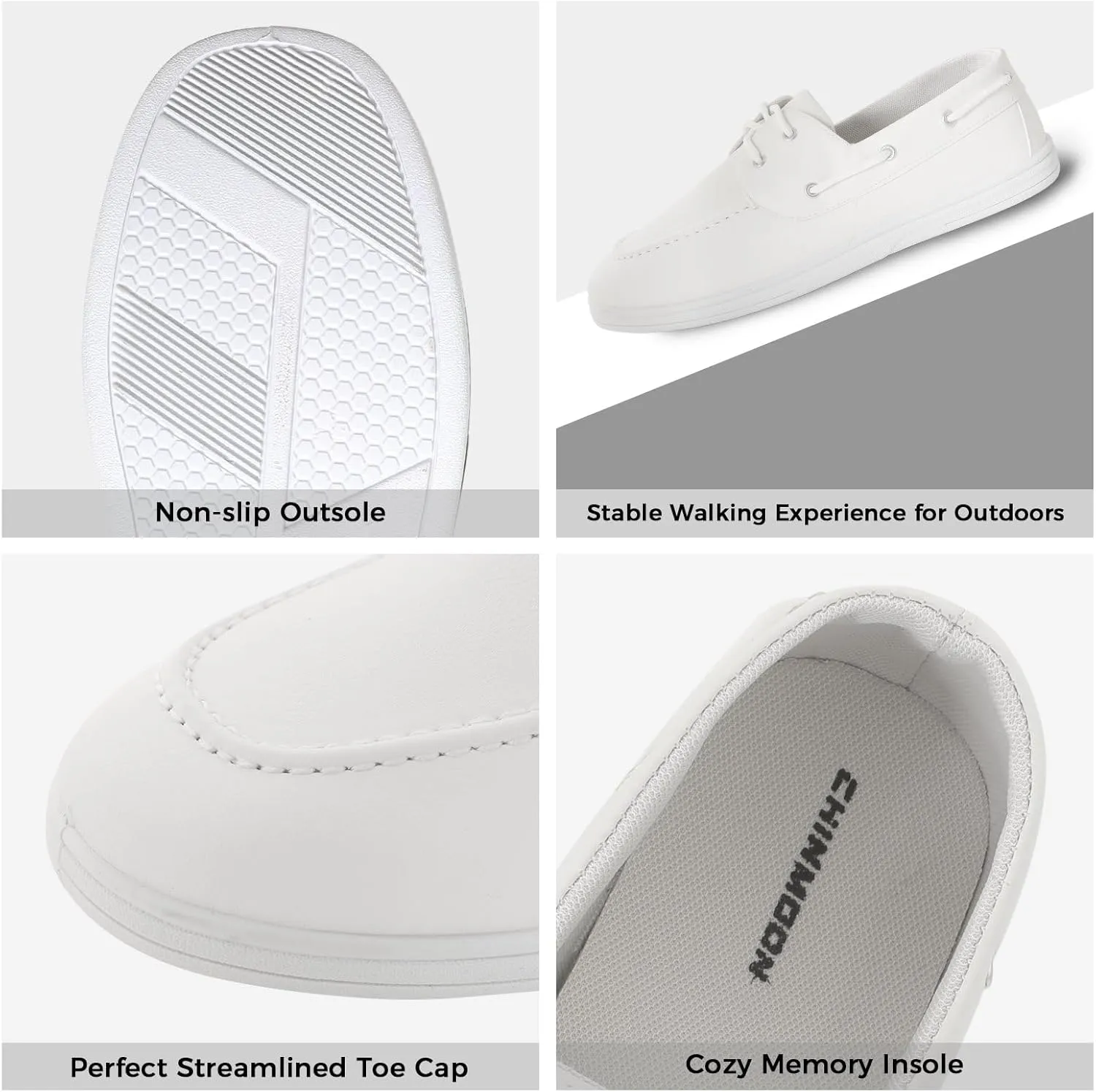 CHIN·MOON Men's Penny Loafers Slip-Ons Casual Boat Driving Walking Shoes Waterproof PU Footwear