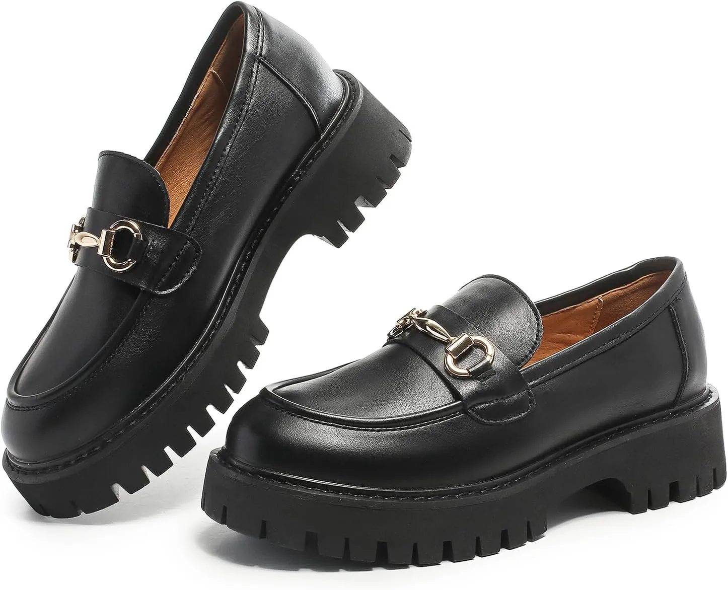Chunky Loafers Women Platform Loafers for Women Chunky Heel Lug Sole Loafers for Women Slip ons Round Toe