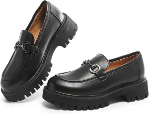 Chunky Loafers Women Platform Loafers for Women Chunky Heel Lug Sole Loafers for Women Slip ons Round Toe