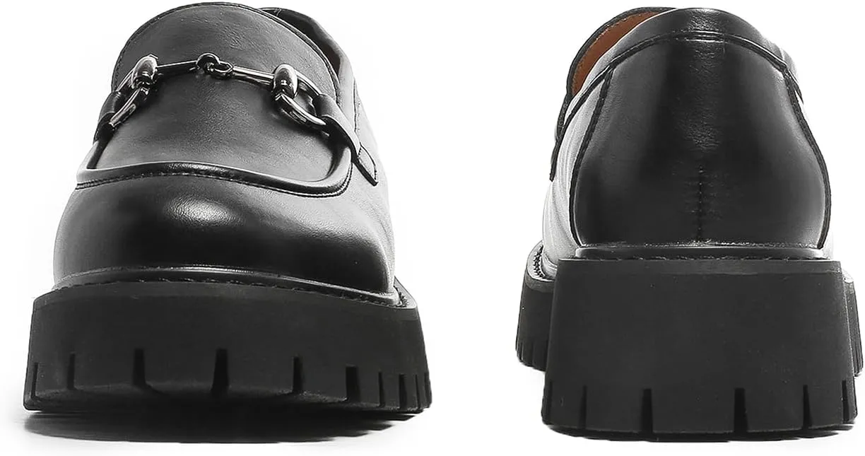 Chunky Loafers Women Platform Loafers for Women Chunky Heel Lug Sole Loafers for Women Slip ons Round Toe