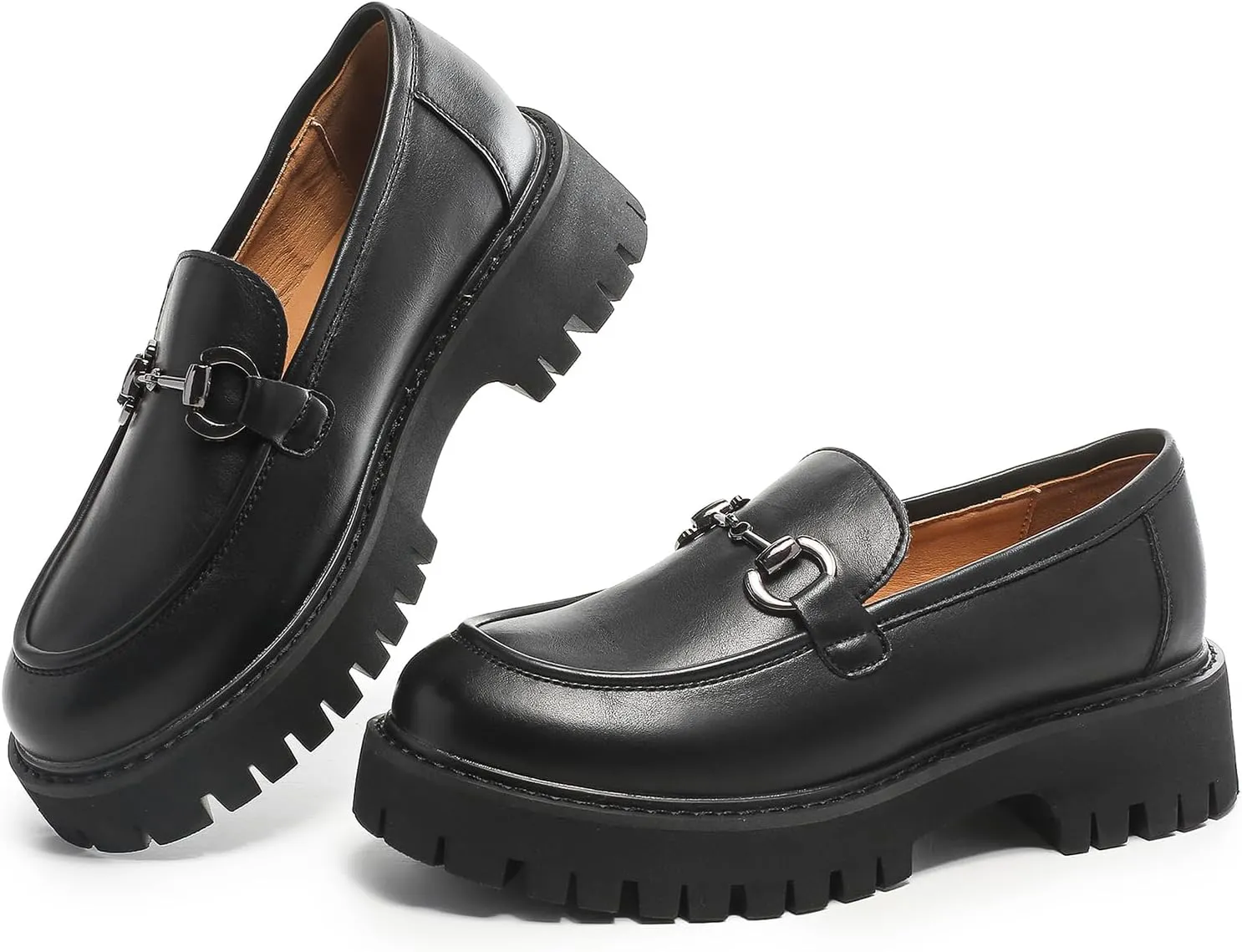 Chunky Loafers Women Platform Loafers for Women Chunky Heel Lug Sole Loafers for Women Slip ons Round Toe