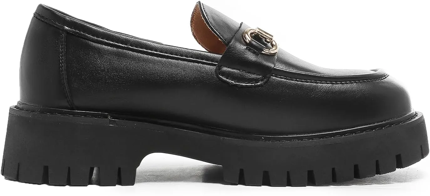 Chunky Loafers Women Platform Loafers for Women Chunky Heel Lug Sole Loafers for Women Slip ons Round Toe