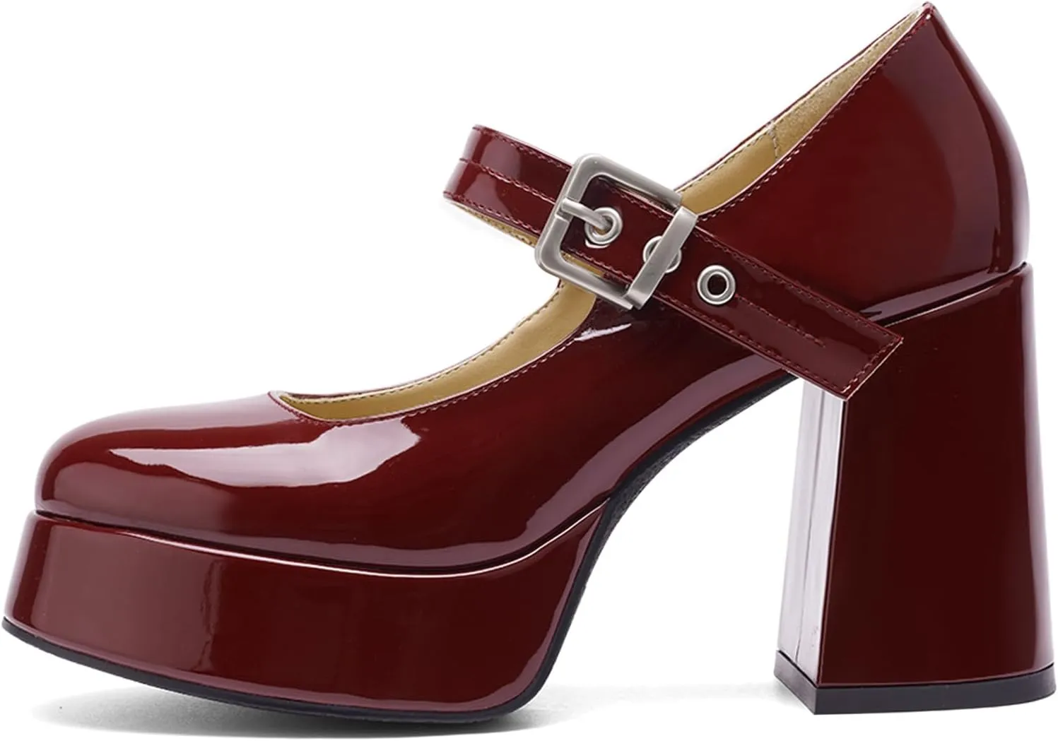 Chunky Platform Heels for Women Mary Jane Heels Round Closed Toe Block Heel Dress Shoes