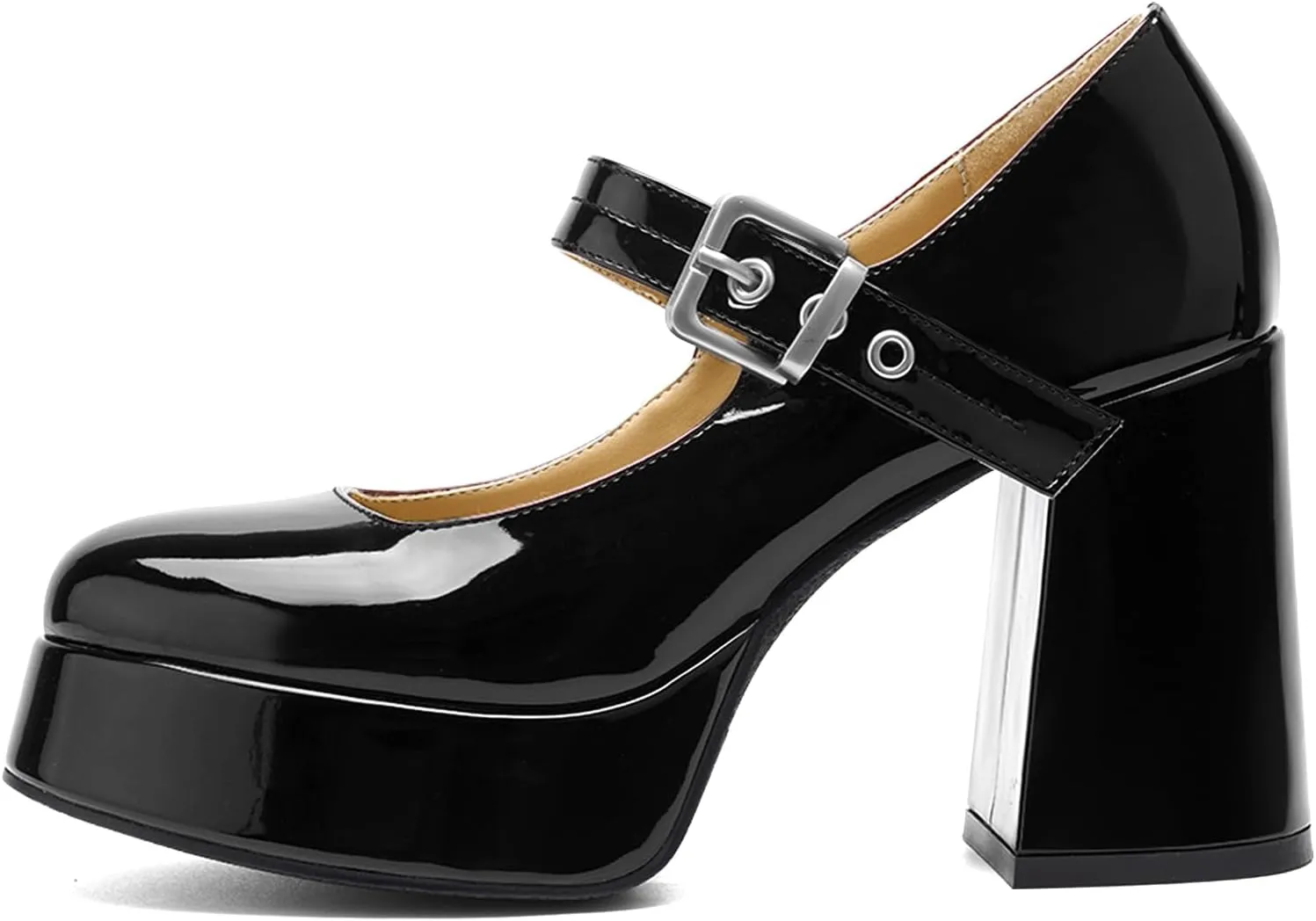 Chunky Platform Heels for Women Mary Jane Heels Round Closed Toe Block Heel Dress Shoes