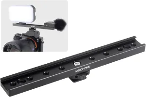Cold Shoe Mount Bracket Cold Shoe Extension Bar, Aluminum Sliding Rail Hot Shoe Mount Bracket with 1/4" & 3/8" Thread for DSLR Camera LED Video Light Microphone Monitor (62033)