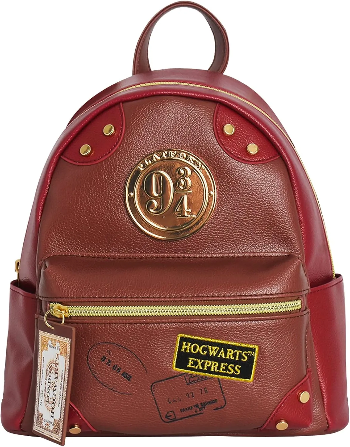 Concept One Harry Potter Mini Backpack, Hogwarts Express Platform 9-3/4 Small Travel Bag for Men and Women, Burgundy, 9 Inch