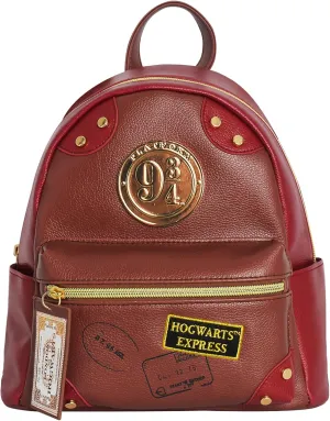 Concept One Harry Potter Mini Backpack, Hogwarts Express Platform 9-3/4 Small Travel Bag for Men and Women, Burgundy, 9 Inch