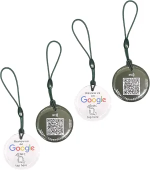 Contactless Sharing Smart NFC Google Review Follow Card Sticker (Review us on Google Keyring, 4, Count)