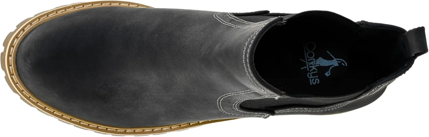 Corkys Footwear Doohickey 2.25-Inch Stacked Heel Booties with Memory Foam Insoles and Stretchy Panels - Chic, Comfortable, and Convenient Fall Footwear