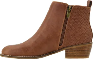 Corkys Footwear Half N Half 2-Inch Stacked Heel Booties, Full Inside Zip, Unique Woven Texture, Memory Foam Insoles