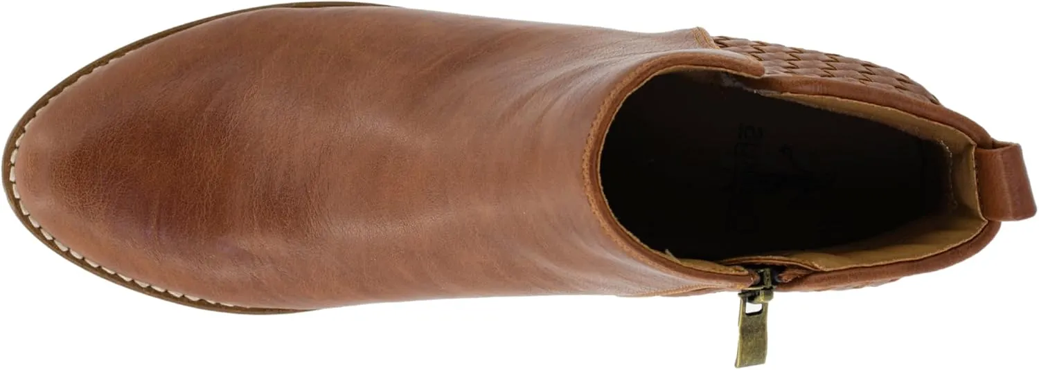 Corkys Footwear Half N Half 2-Inch Stacked Heel Booties, Full Inside Zip, Unique Woven Texture, Memory Foam Insoles